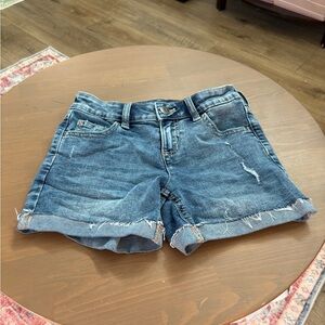 Justice Blue Denim Shorts with Frayed Hem Distressed Summer Beach